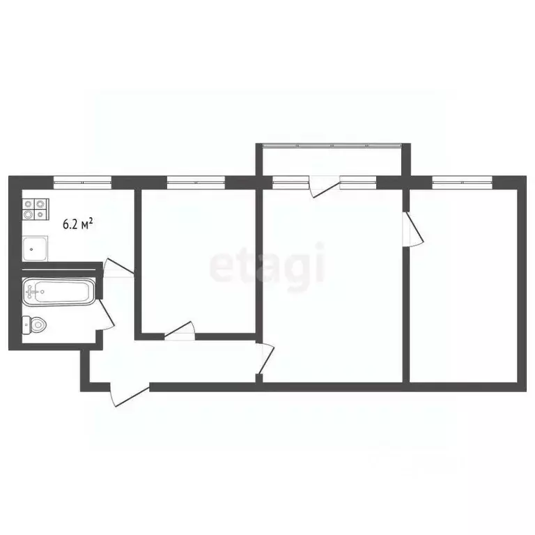 3-к кв. Тамбовская область, Тамбов проезд Степана Халтурина, 4 (55.5 ... - Фото 2