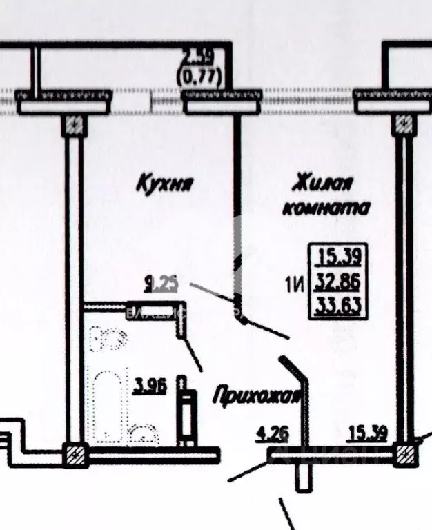 1-к кв. Новосибирская область, Новосибирск ул. Петухова, 95/4 (33.0 м) - Фото 1