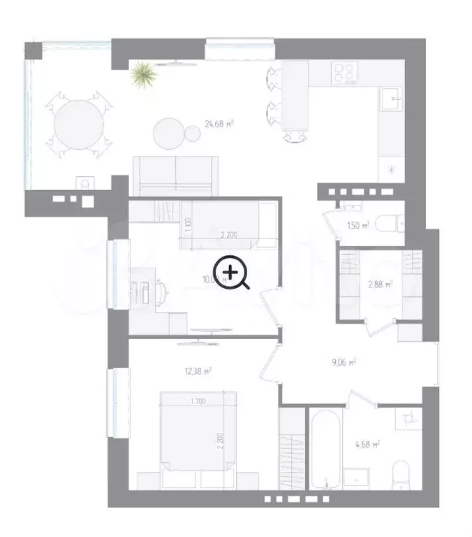2-к. квартира, 64 м, 4/4 эт. - Фото 1