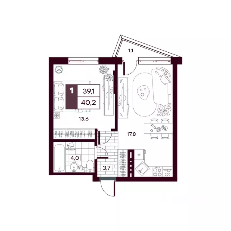 1-к кв. Тюменская область, Тюменский муниципальный округ, д. Дударева ... - Фото 1