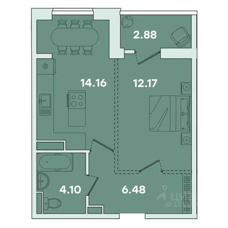 1-к кв. Иркутская область, Иркутск ул. Петрова, 16 (39.79 м) - Фото 0