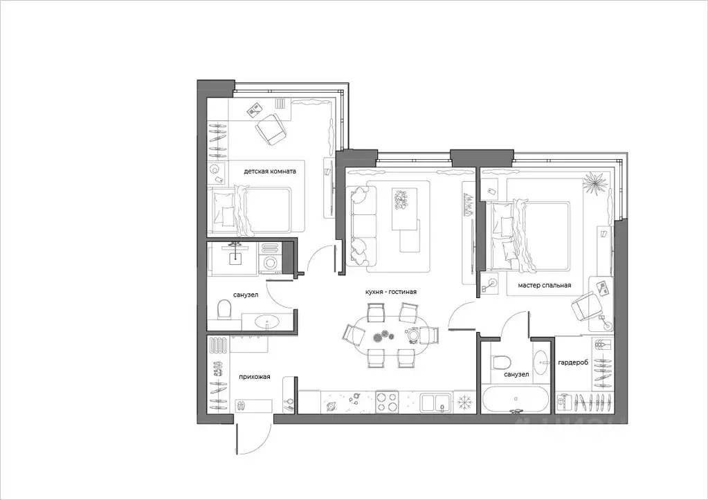 2-к кв. Пензенская область, Пенза Велларт Сити жилой комплекс (73.1 м) - Фото 2