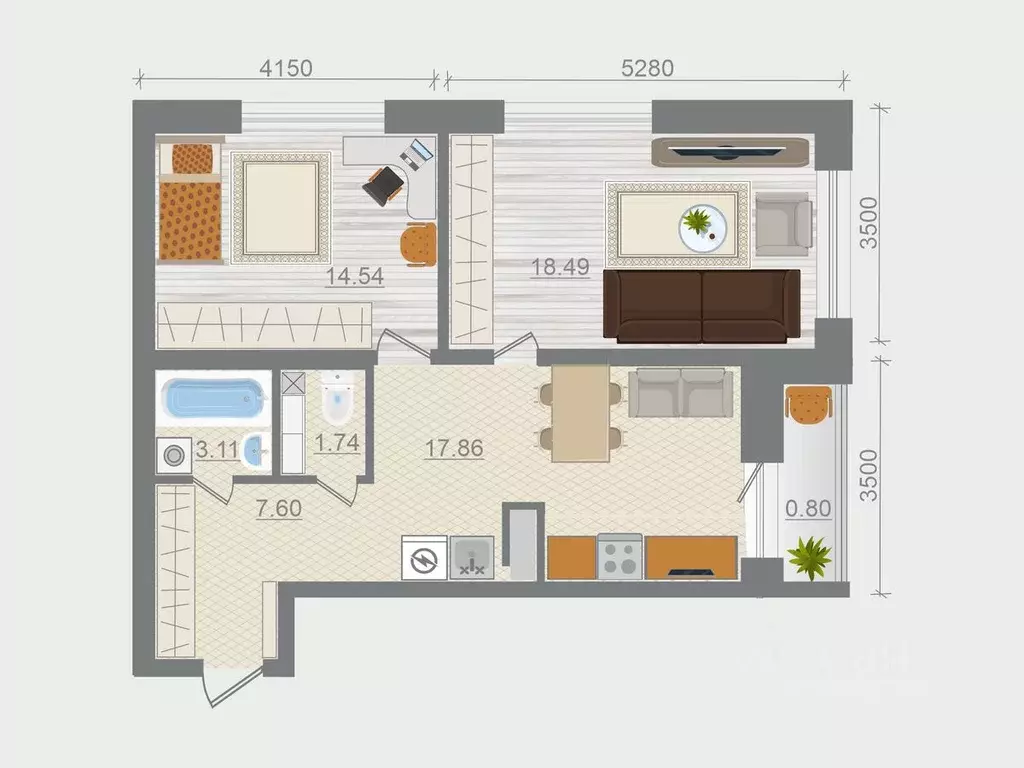 2-к кв. Ленинградская область, Ломоносовский район, Горбунковское ... - Фото 1