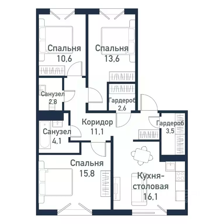 3-к кв. Челябинская область, Челябинский городской округ, пос. ... - Фото 1