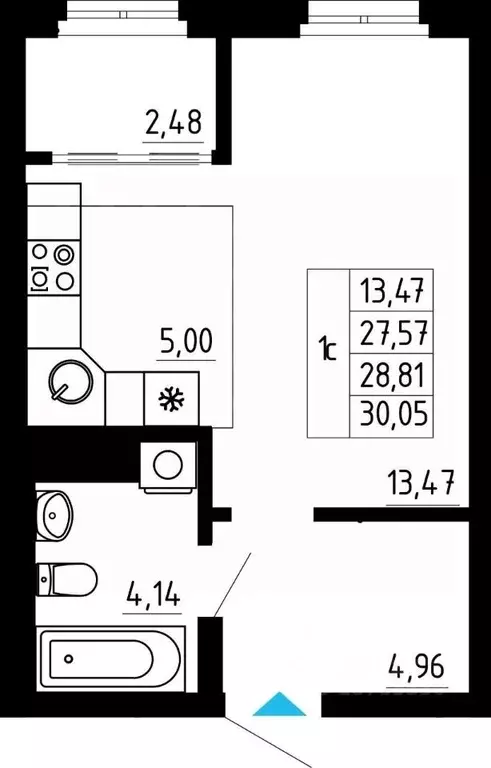 Студия Свердловская область, Екатеринбург ул. Походная, 14 (28.8 м) - Фото 2