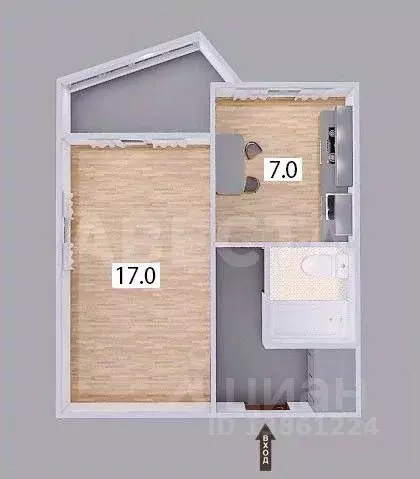 1-к кв. Омская область, Омск Учебная ул., 157 (31.3 м) - Фото 1