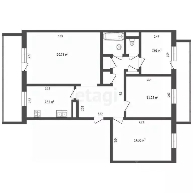 4-к кв. Вологодская область, Череповецкий район, д. Ботово ул. Ленина, ... - Фото 2