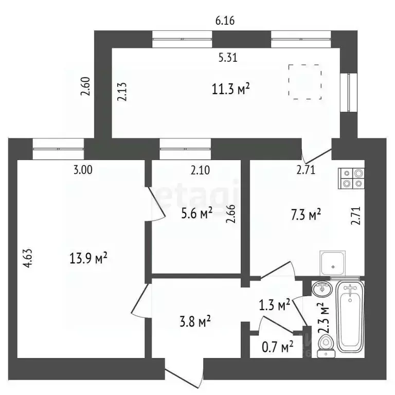 2-к кв. Севастополь ул. Супруна, 5 (46.2 м) - Фото 2