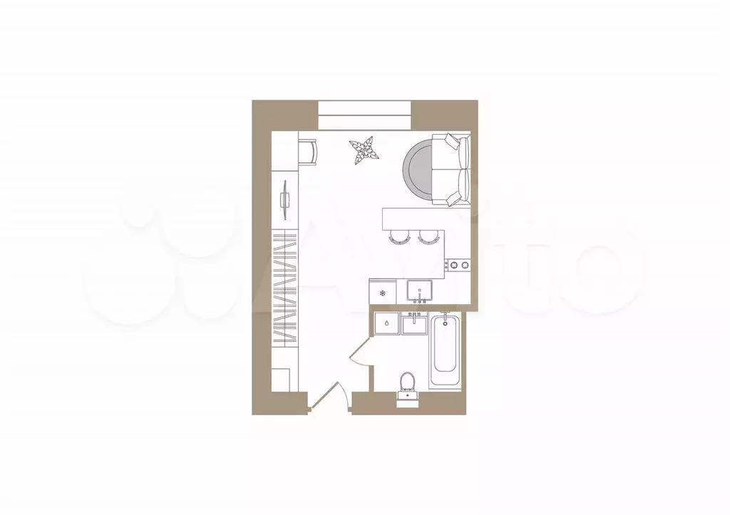 Апартаменты-студия, 26 м, 1/5 эт. - Фото 0