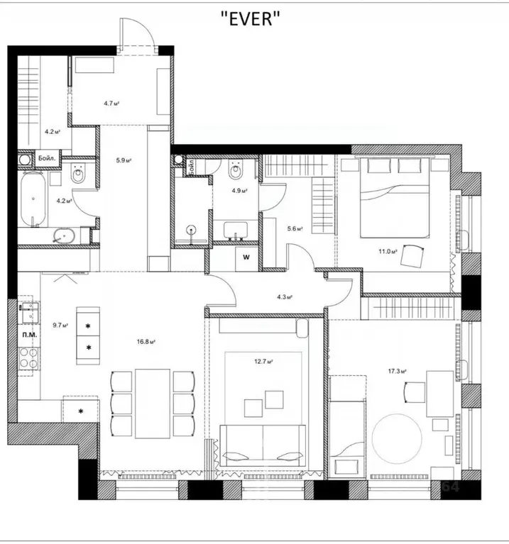 4-к кв. Москва ул. Архитектора Власова, 71к2 (103.0 м) - Фото 2