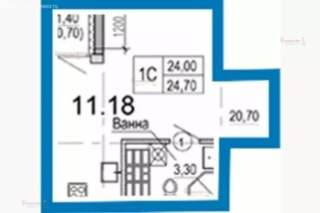 Квартира-студия: Екатеринбург, улица Новостроя, 5 (24.2 м) - Фото 1
