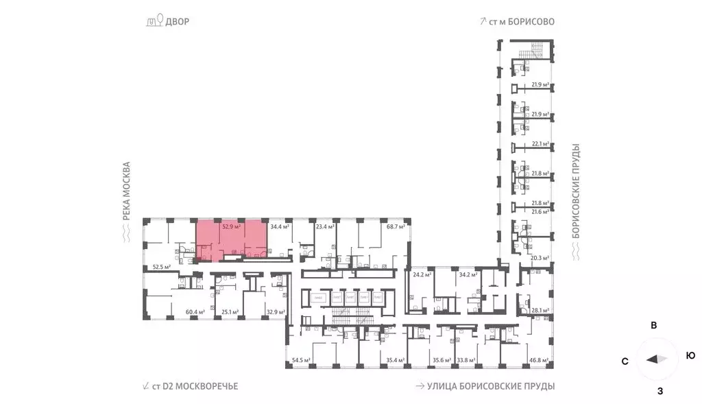 2-комнатная квартира: Москва, улица Борисовские Пруды, 1 (52.9 м) - Фото 2