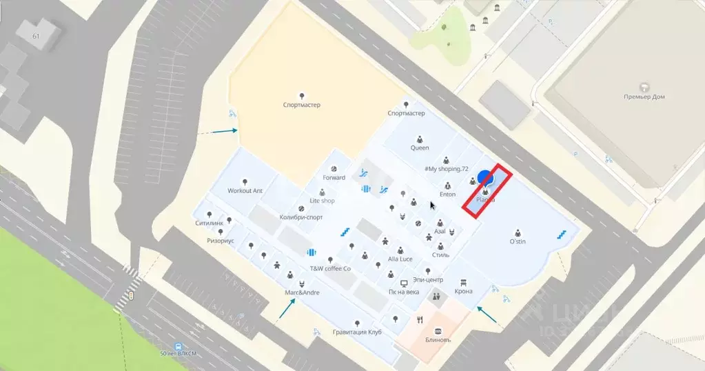 Торговая площадь в Тюменская область, Тюмень ул. 50 лет ВЛКСМ, 63 (68 ... - Фото 1