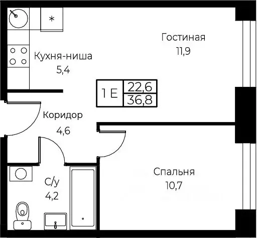 1-к кв. Москва ул. Наметкина, 10Д (36.8 м) - Фото 0