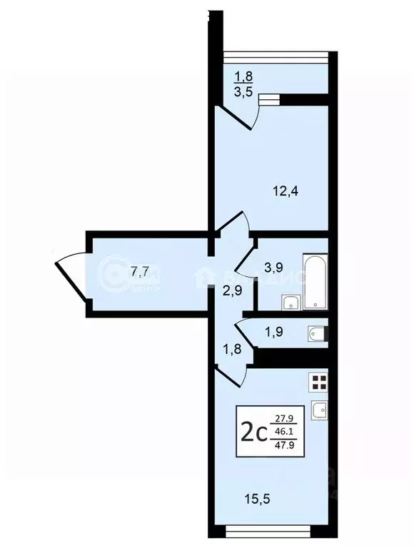 2-к кв. Воронежская область, Воронеж ул. Пескова, 8 (47.9 м) - Фото 0