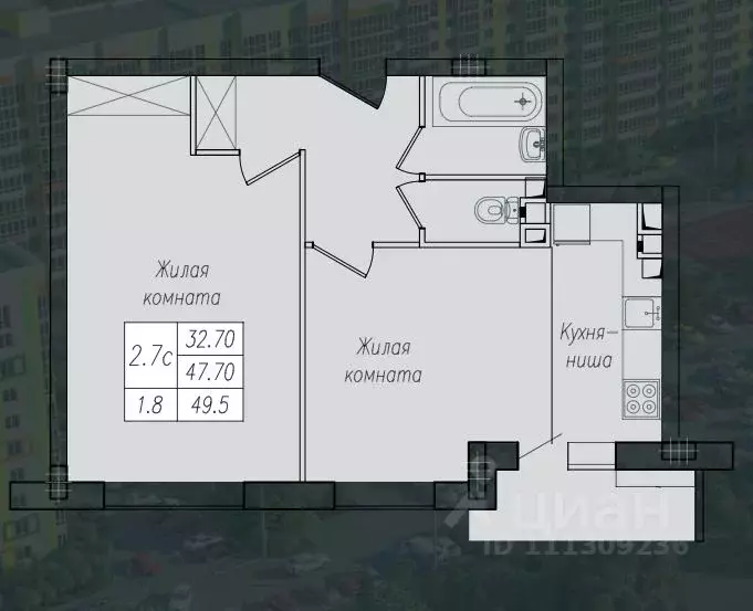 2-к кв. Курская область, Курск ул. Энгельса, 158 (49.3 м) - Фото 0