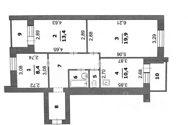 3-к кв. Белгородская область, Белгород Почтовая ул., 50а (69.0 м) - Фото 1
