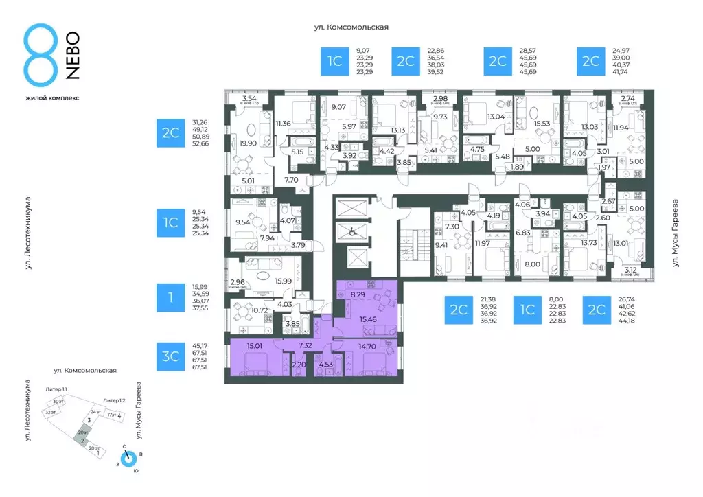 3-к кв. Башкортостан, Уфа Глумилино-1 мкр, 8-е Небо жилой комплекс ... - Фото 2