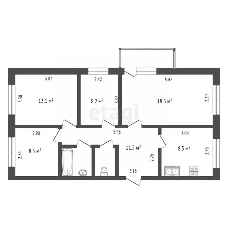 3-к кв. Коми, Сыктывкар ул. Морозова, 170 (71.4 м) - Фото 1