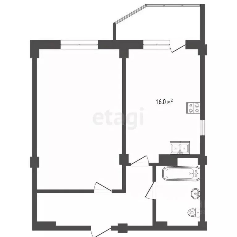 1-к кв. Ханты-Мансийский АО, Ханты-Мансийск Самаровская ул., 8к1 (42.4 ... - Фото 1