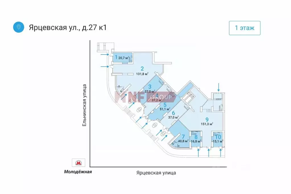 Торговая площадь в Москва Ярцевская ул., 27к1 (17 м) - Фото 1