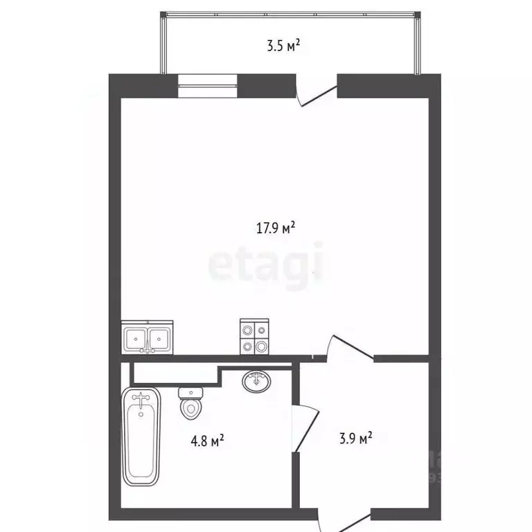 Студия Тюменская область, Тюмень ул. Обдорская, 1к1 (29.0 м) - Фото 2