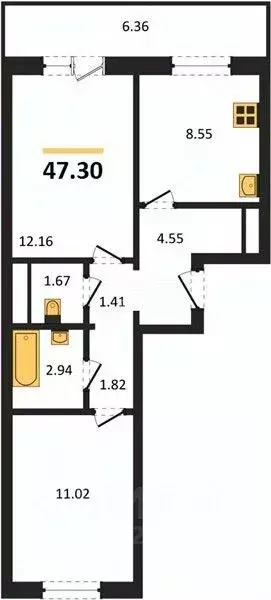 2-к кв. Челябинская область, Челябинский городской округ, пос. ... - Фото 2