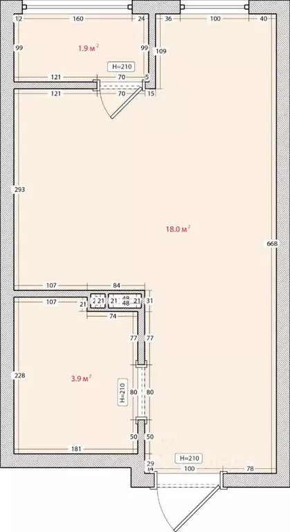 Студия Приморский край, Владивосток ул. Нейбута, 135с3 (23.9 м) - Фото 0