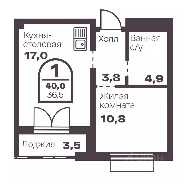 1-к кв. Челябинская область, Челябинск просп. Ленина, 19В (36.5 м) - Фото 1