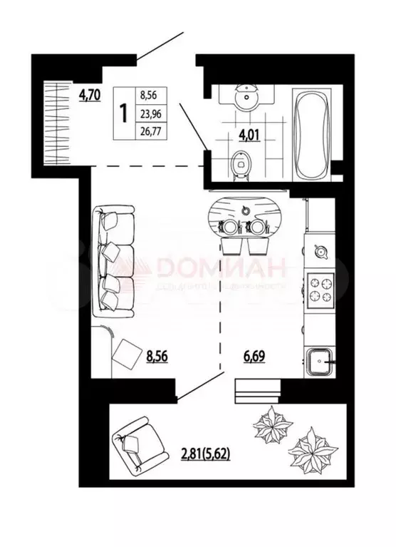 Квартира-студия, 29 м, 17/24 эт. - Фото 0