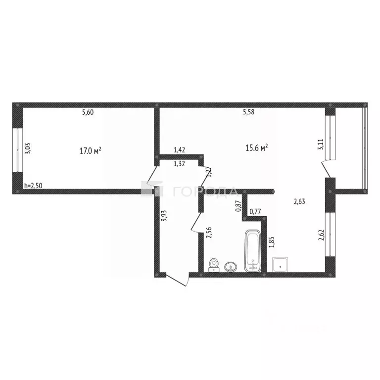 2-к кв. Кемеровская область, Новокузнецк ул. Ленина, 78 (48.0 м) - Фото 2