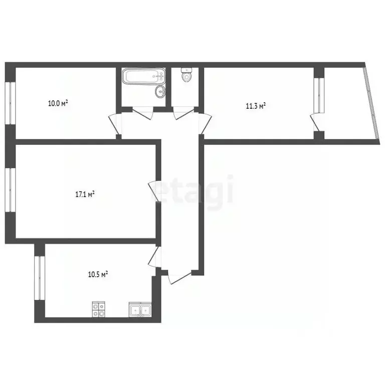 3-к кв. Челябинская область, Озерск ул. Дзержинского, 63 (61.9 м) - Фото 2