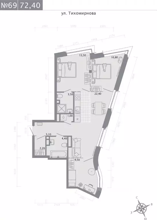 3-к кв. Татарстан, Казань ул. Калинина, 1Б (72.4 м) - Фото 1