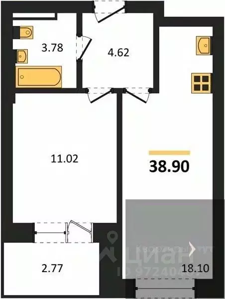 1-к кв. Воронежская область, Воронеж Транспортная ул., 58 (38.9 м) - Фото 0