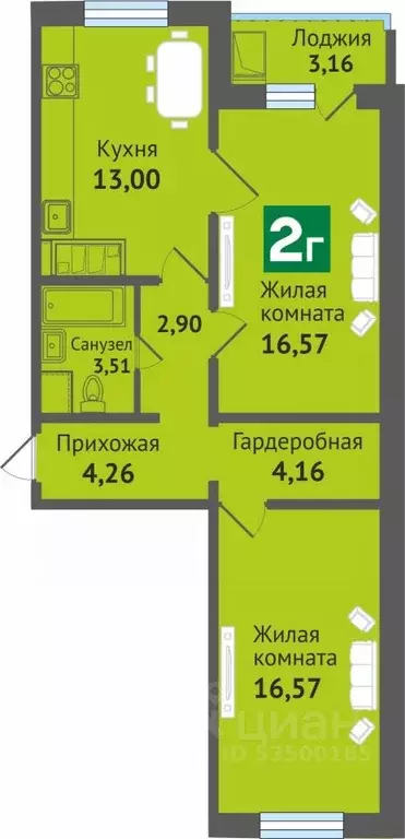 2-к кв. Марий Эл, Медведево городское поселение, Медведево пгт ул. ... - Фото 1