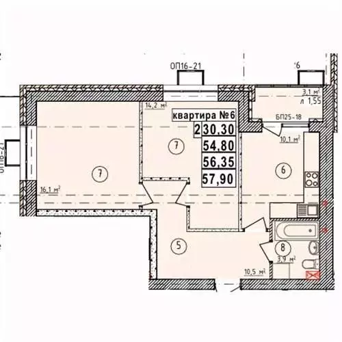 2-к кв. Липецкая область, Усмань Северо-Восточный мкр,  (56.35 м) - Фото 1