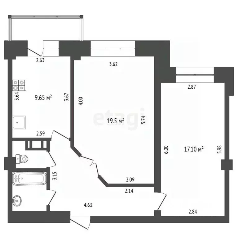 2-к кв. Чувашия, Чебоксары просп. Максима Горького, 8 (62.0 м) - Фото 2