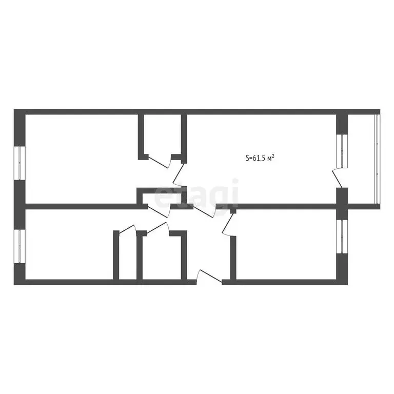 3-комнатная квартира: Дятьково, 13-й микрорайон, 20 (61.5 м) - Фото 0