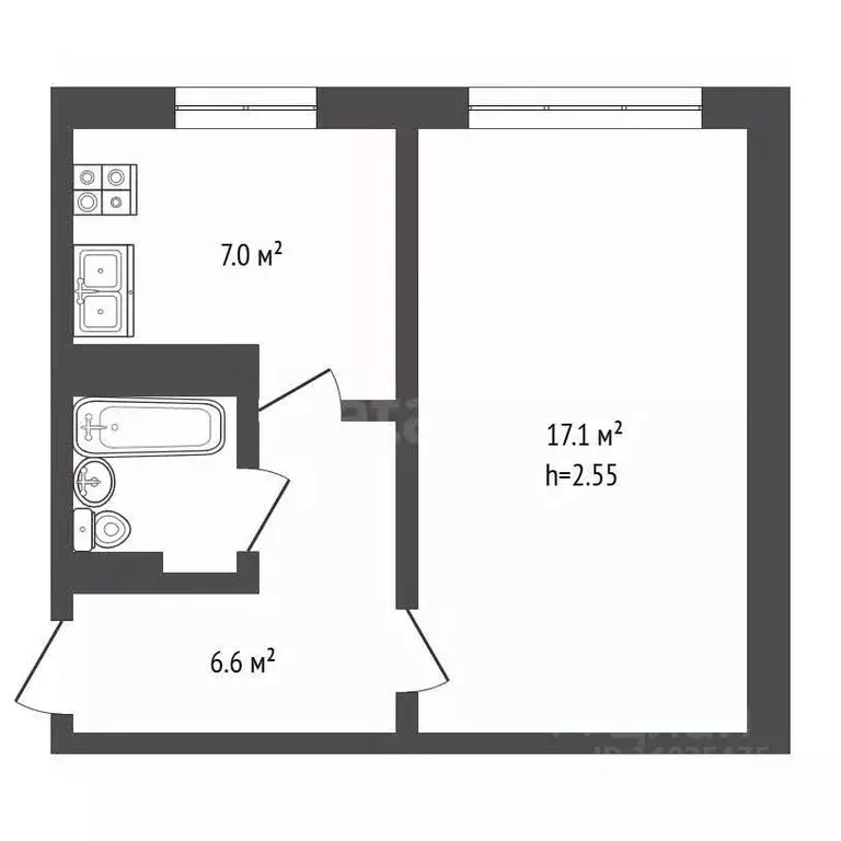 1-к кв. Владимирская область, Ковров Еловая ул., 86/6 (33.5 м) - Фото 2