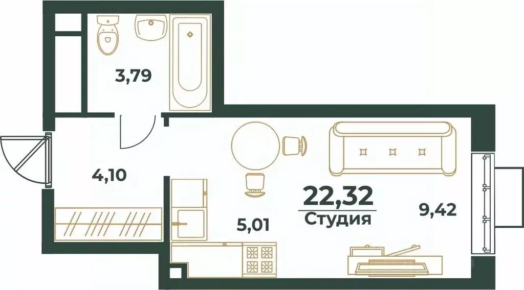 студия хабаровский край, хабаровск южный мкр, ул. малиновского (22.32 . - Фото 0