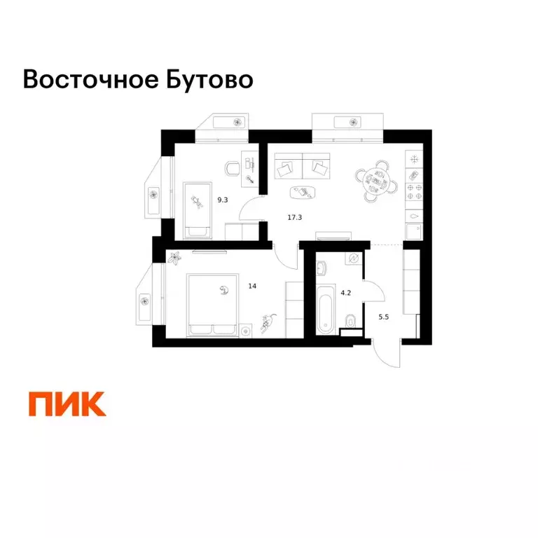 2-к кв. Московская область, Ленинский городской округ, Боброво пгт ... - Фото 1