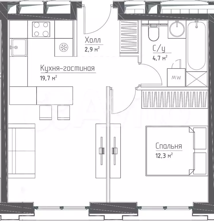 2-к. квартира, 40 м, 14/18 эт. - Фото 0