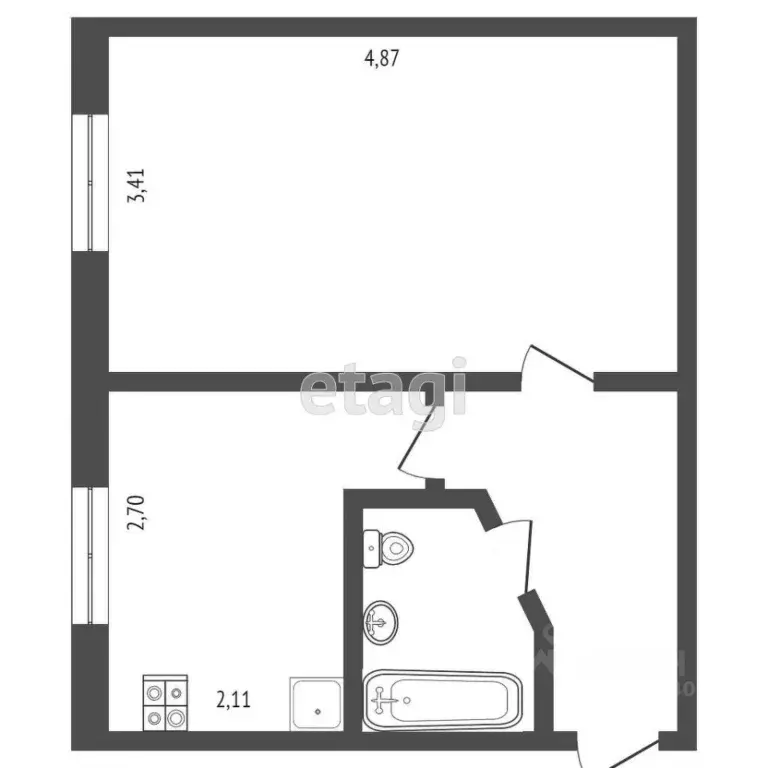 1-к кв. Тюменская область, Тюмень Олимпийская ул., 42 (28.9 м) - Фото 2