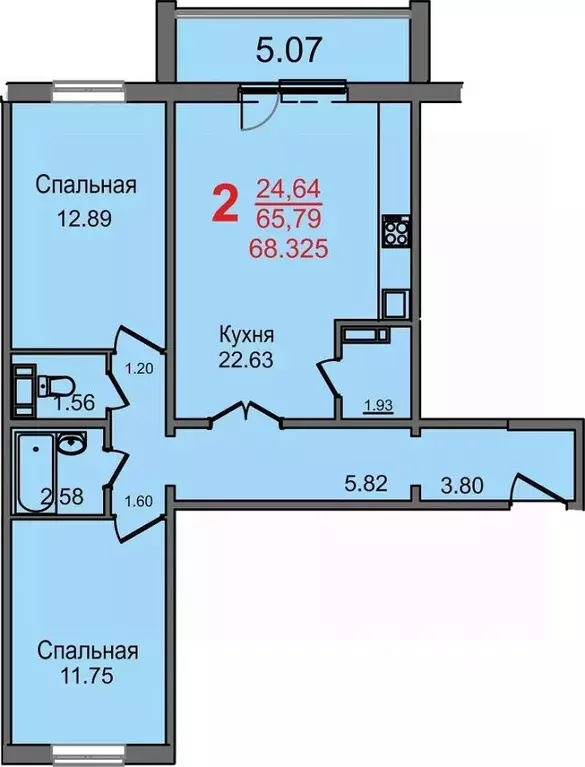 2-к кв. Челябинская область, Челябинск Новороссийская ул., 21а (65.79 ... - Фото 0