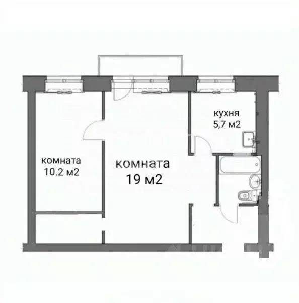 2-к кв. Липецкая область, Липецк пл. Мира, 4 (42.1 м) - Фото 0