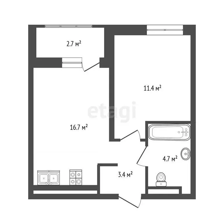 1-комнатная квартира: Тюмень, улица Василия Малкова, 9 (36 м) - Фото 1