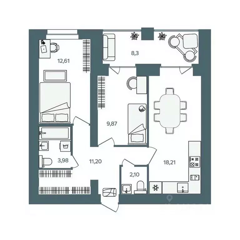 2-к кв. Ярославская область, Ярославль пос. Павловский, Волга-Лайф ... - Фото 1