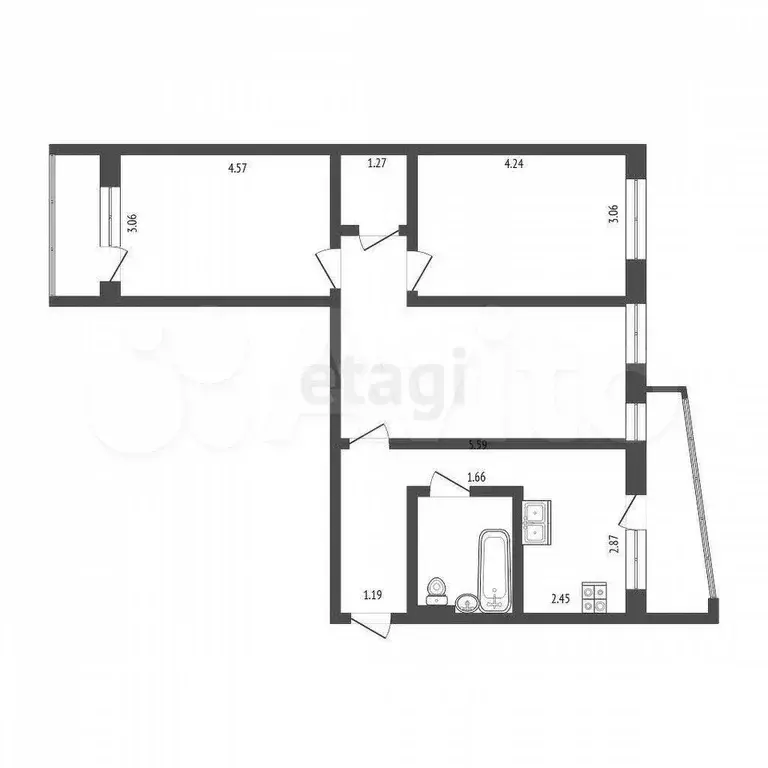 3-к. квартира, 64 м, 6/9 эт. - Фото 0