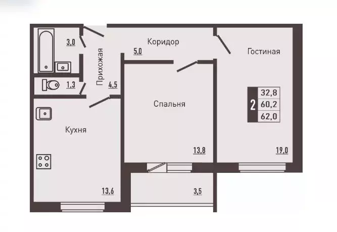 Продаётся 2-к квартира, 60.2 м - Фото 0