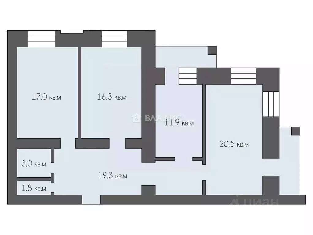 3-к кв. Рязанская область, Рязань Вокзальная ул., 51А (89.9 м) - Фото 1